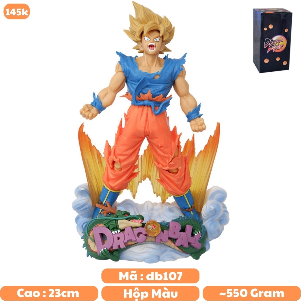 Mô Hình DragonBall Goku trạng thái super saiyan đứng trên đế mây - Cao 23cm - nặng 550gram + bọc túi OPP + có BOX - Figure DragonBall - Có Hộp màu - N4-K2-BL3