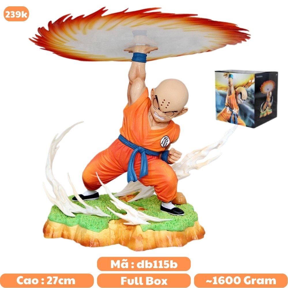 Hàng Cao Cấp - Mô Hình DragonBall Earth Krillin sử dụng  Lưỡi Cưa Khí - Cao 27cm - rộng 24cm - nặng 1kg6 + FULL BOX + có 1 đầu thay thế + 1 Cưa- Figure DragonBall - Có Hộp màu -