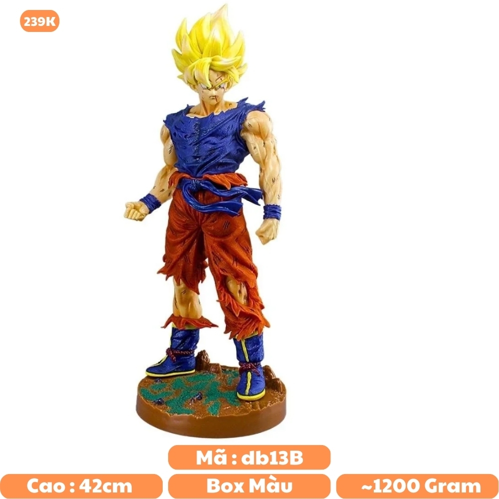 Mô Hình Goku áo Xanh tím Than , Quần Cam siêu ngầu Hàng Thường Bản có đế - cao 42cm - nặng 1.2kg - DragonBall - Có Box Màu - N1-K29-T5-S1