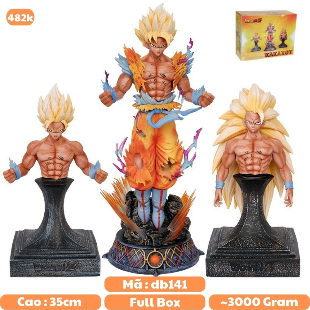 Mô hình DragonBall SonGoku SSJ3 hàng cao cấp siêu ngầu - Cao 35cm - nặng 3kg - Phụ Kiện : 2 thân + 2 Bệ đỡ thân + 2 đầu thay thế - Dragon Ball - Có Hộp màu - N1-K39-T5-S1