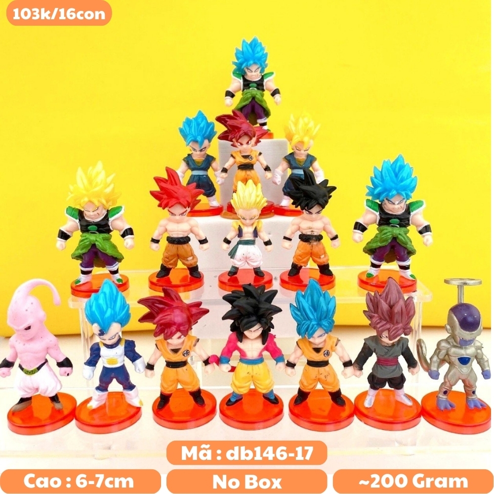 Mô hình DragonBall Bộ 16 nhân vật dragon ball chibi - Cao 6-7cm - nặng 200gram - Dragon Ball - no box , bọc túi opp - N3-K50-T2-S3
