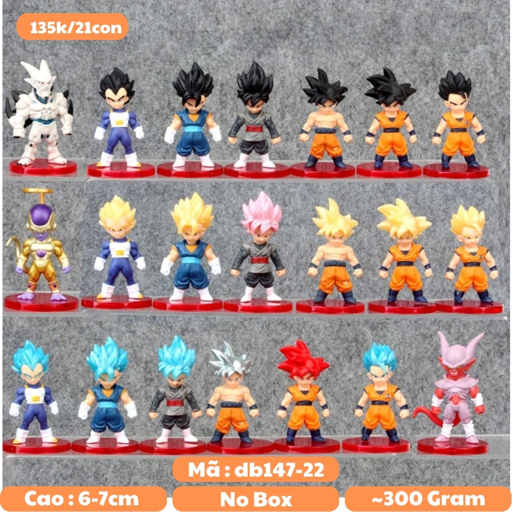 Mô hình DragonBall Bộ 21 nhân vật dragon ball chibi WCF Bản A - Cao 6-7cm - nặng 300gram - Dragon Ball - no box , bọc túi opp