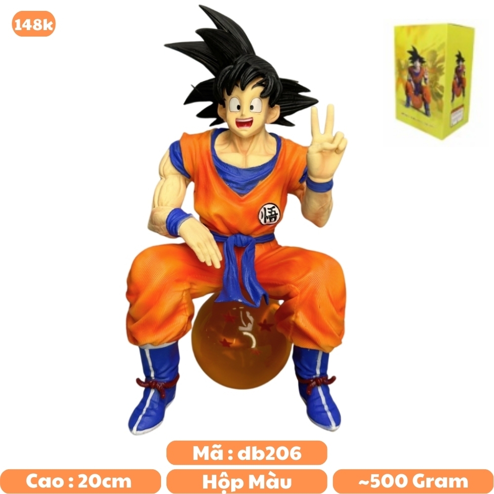 Mô Hình Songoku ngồi lên ngọc rồng - Cao 20cm - Nặng 500gram - Có Hộp màu - Figure anime Dragon ball - N1-K38-T1-S2
