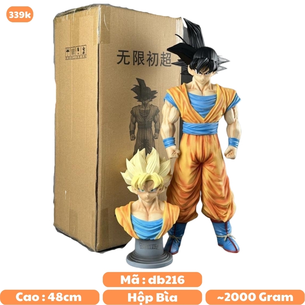 Mô Hình Dragon Ball Songoku dáng đứng + Bán Thân - Cao 48cm - Nặng 2000gram - Hộp Bìa carton - Figure anime Dragon ball N1-K37-T4-S8