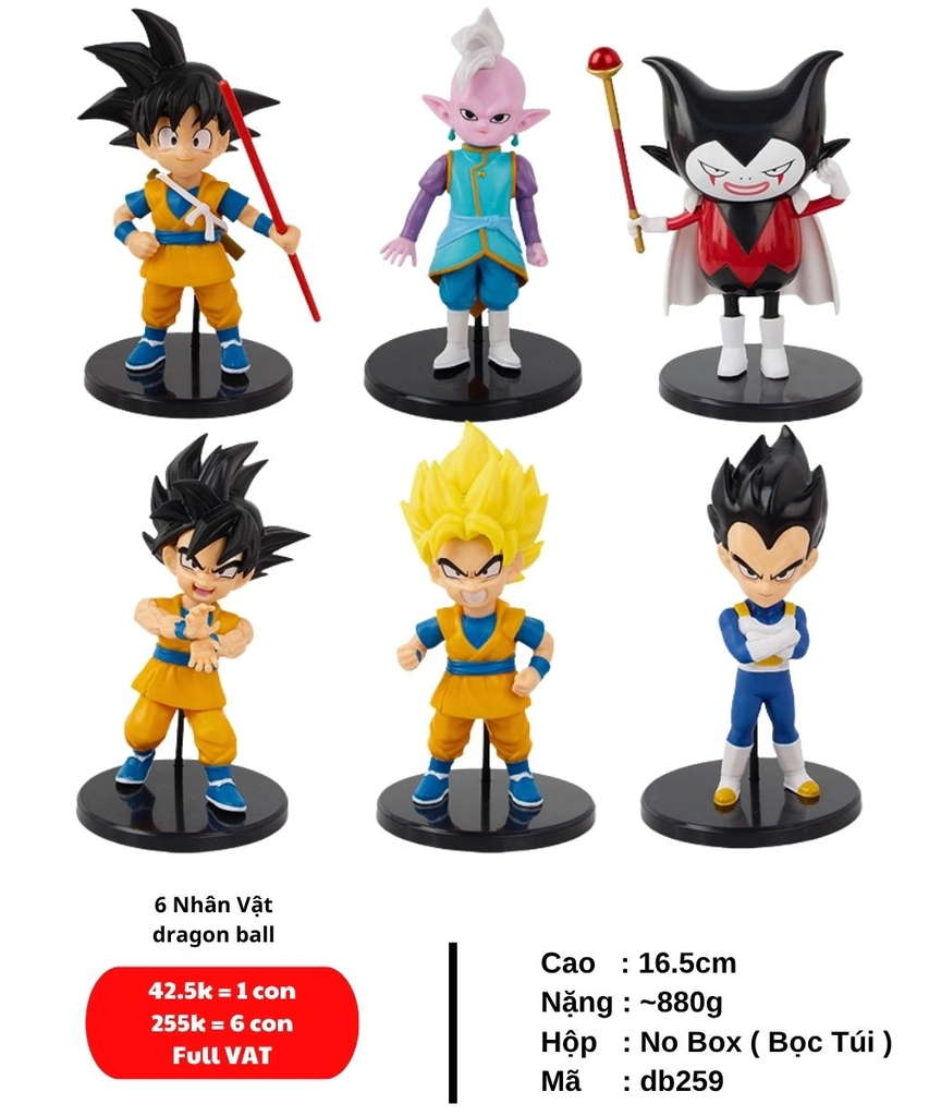 ( Giá 1 con - Bộ 6 con - Đặt Số Lượng 6 ) - Mô Hình DragonBall bộ 6 goku vũ trụ dễ thương cao 16.5cm - Figure DragonBall - No Box -(VAT : G873-84)- E - 12