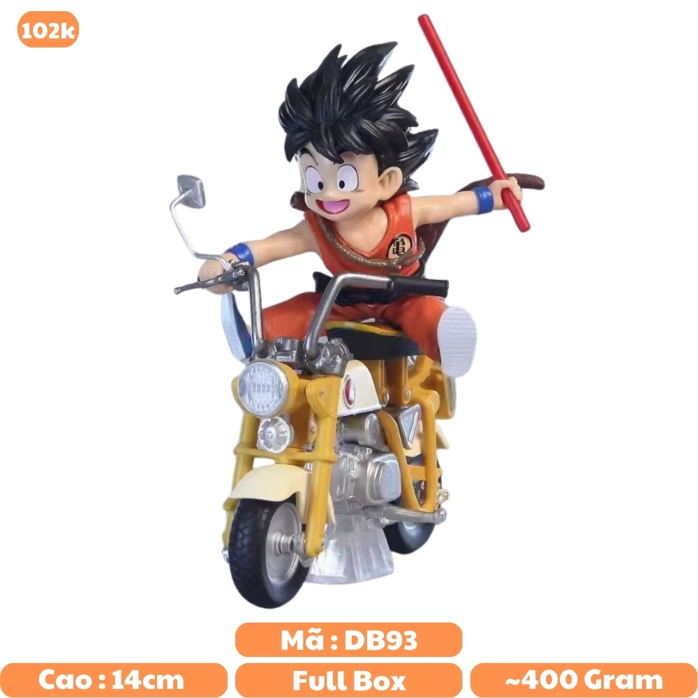 Mô Hình DragonBall Songoku lái xe máy cao 14cm rộng 13cm nặng 250g , Figure DragonBall - No box - N1-K46-T2-S1