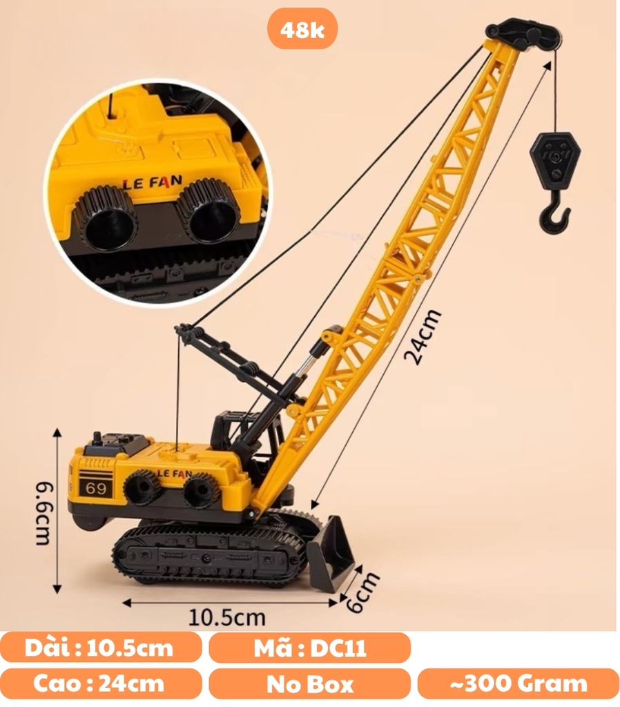 Đồ Chơi Trẻ Em Xe Cẩu Chạy Cót - Cao : 24cm Dài : 10.5cm - Nặng : 300gram - Bọc Túi - SKU : dc11 K71-T1-S7