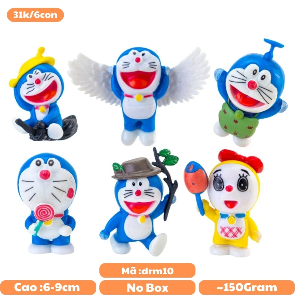 Mô Hình Bộ 6 Doremon siêu ngộ nghĩnh - Cao 5cm - nặng 150gram - Figure Doremon - No box : bọc túi OPP - K14-T3-S3