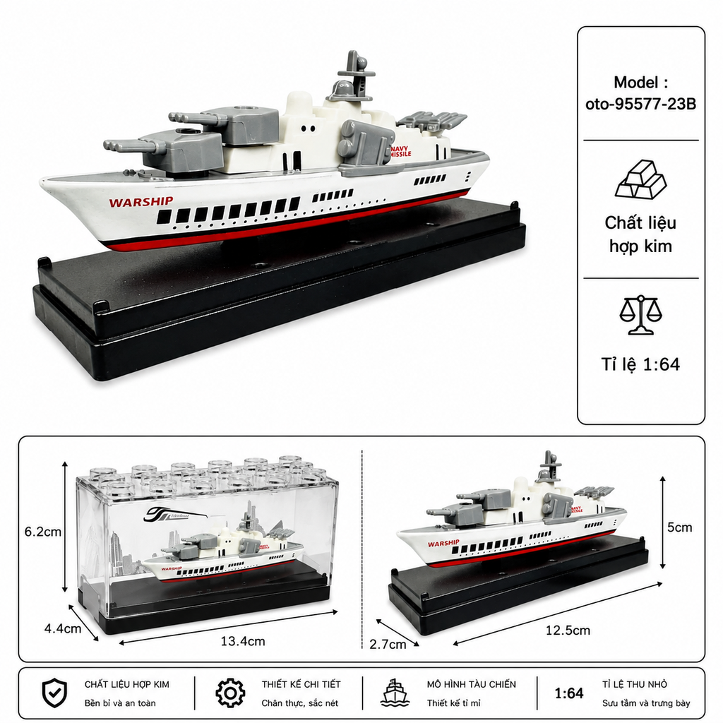 Mô Hình Tàu Hải Quân tỉ lệ 1:64 chất liệu hợp kim - SKU : oto-95577-23B ( Vat : 103-05-20 !!! )