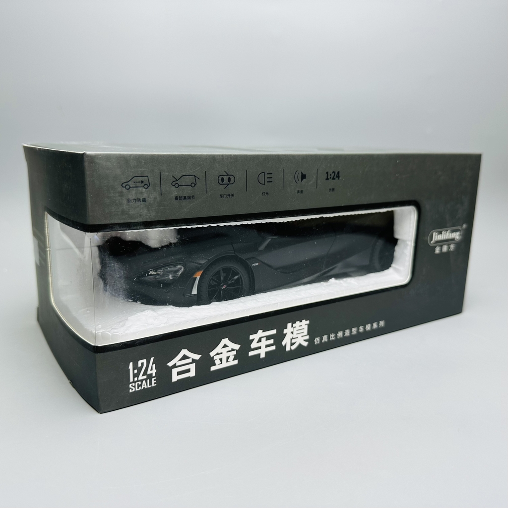 Mô Hình Xe Mclaren đen 1.24 Hợp kim có thể mở cửa - bánh sau chạy cót - Có tiếng - đèn pha sáng - Dài 20.5cm - rộng 10cm - cao 6cm - nặng ~ 1000gram - FULL BOX : box màu SKU : oto170