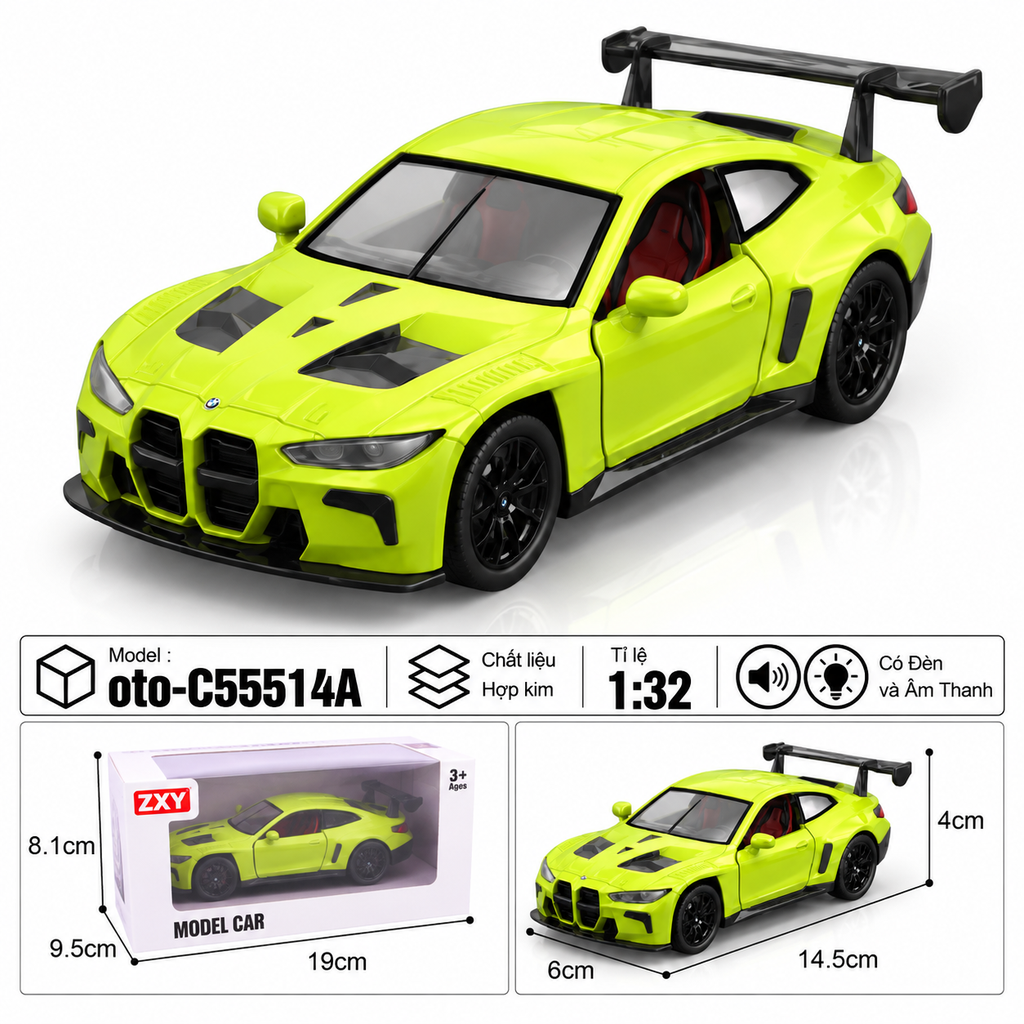 Xe thể thao nhiều màu sắc chất liệu hợp kim , Có Đèn và Âm Thanh , tỉ lệ 1:32 : SKU : oto-C55514A ( Vat : 103-01-60 )