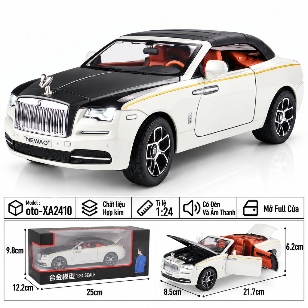 Xe thể thao tỉ lệ 1:24 - chất liệu bằng hợp kim - Có đèn và âm thanh Tính năng mở full cửa - SKU : oto-XA2410 ( VAT : 103-01-190 )