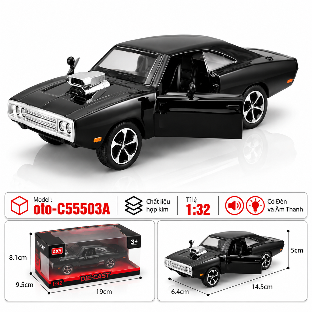 Xe thể thao nhiều màu sắc chất liệu hợp kim , Có Đèn và Âm Thanh , tỉ lệ 1:32 : SKU : oto-C55503A ( Vat : 103-01-60 )