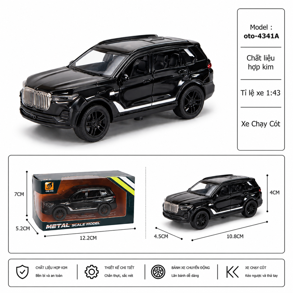 Mô Hình xe Oto hợp kim , tỉ lệ 1:43 - Dài 10.8cm - rộng 4.5cm - cao 4cm - SKU : oto-4341A - ( Vat : 003-01-20 )