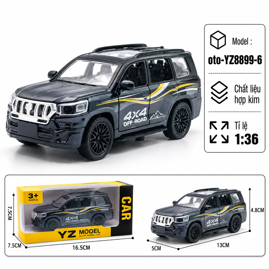 Mô Hình xe Oto  land cruise hợp kim , tỉ lệ 1:36 - Dài 13cm - rộng 5cm - cao 4.8cm - SKU : oto-YZ8899-6 - ( Vat : 103-01-40 )