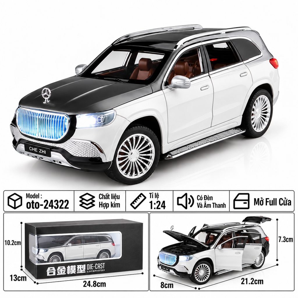 Xe thể thao tỉ lệ 1:24 - chất liệu bằng hợp kim - Có đèn và âm thanh Tính năng mở full cửa - SKU : oto-24322 ( VAT : 103-01-190 )