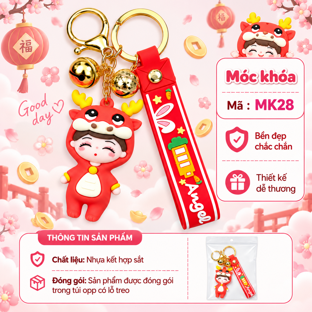 Móc khóa cô gái cô gái Cosplay 12 con giáp - SKU : mk28 - (VAT: MK001-5)
