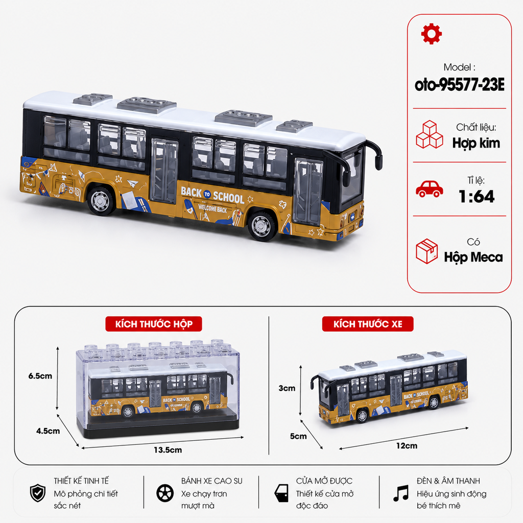 Mô Hình Xe Khách Chở Người -  tỉ lệ 1:64 chất liệu hợp kim - SKU : oto-95577-23E - ( VAT : 103-01-20 ) - K157-T2-S9
