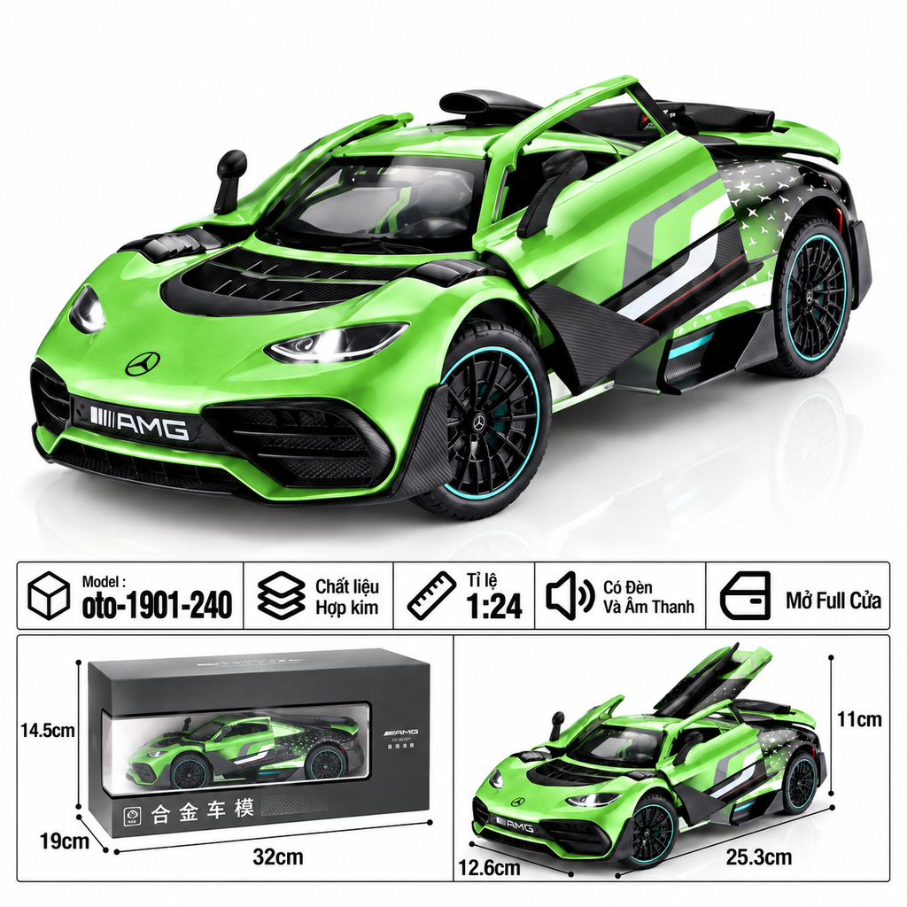 Xe thể thao tỉ lệ 1:24 - chất liệu bằng hợp kim - Có đèn và âm thanh Tính năng mở full cửa - SKU : oto-1901-240 ( VAT : 103-01-180 )