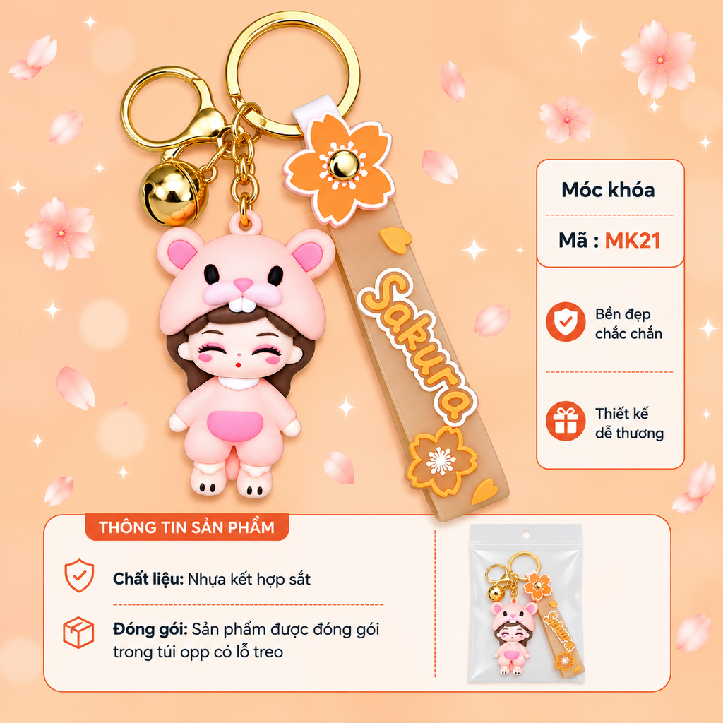Móc khóa cô gái cô gái Cosplay 12 con giáp - SKU : mk28 - (VAT: MK001-5)