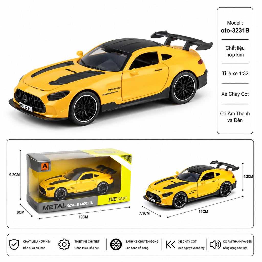 Mô Hình xe oto Mercedes-AMG GT hợp kim , tỉ lệ 1:32 - Dài 15cm - rộng 7.1cm - cao 4.2cm - SKU : oto-3231B - ( Vat : 002-05-60 !!! )