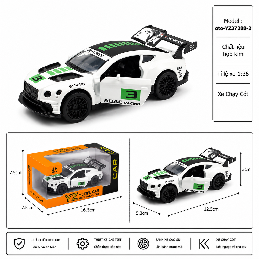 Mô Hình xe oto Bentley Continental GT hợp kim , tỉ lệ 1:36 - Dài 12.2cm - rộng 5.4cm - cao 3.2cm - SKU : oto-YZ37288-2 - ( Vat : 003-01-35 )