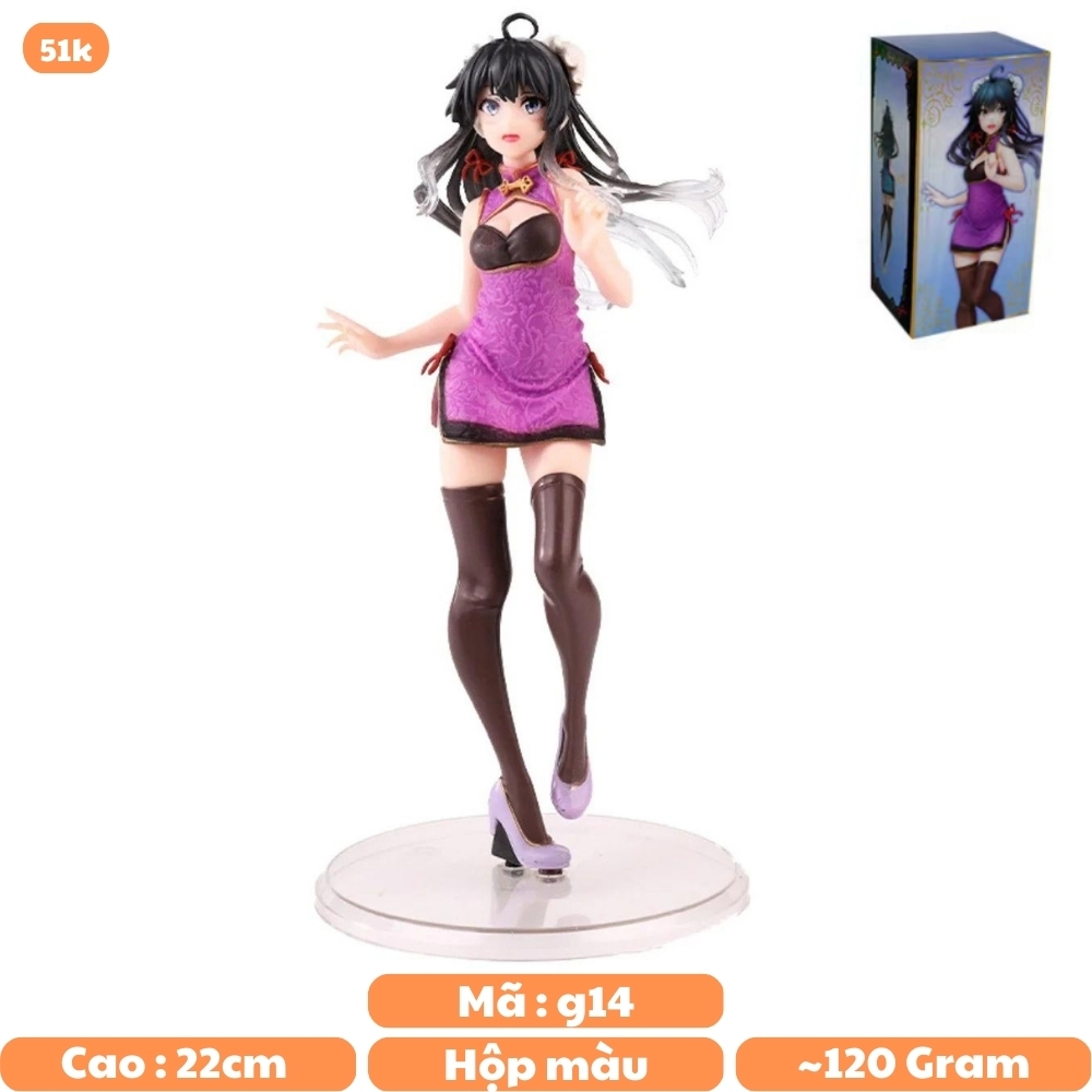 Mô Hình Yukinoshita Sườn Xám váy tím - Cao 22cm - rộng 11cm - nặng 125gram - Có Box : box màu - N1-K33-T2-S3