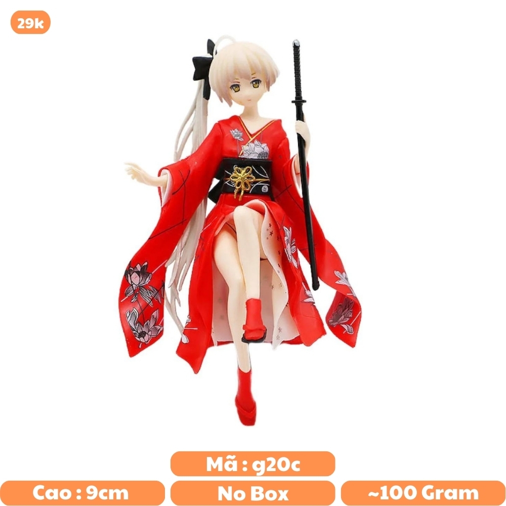 Mô Hình Kasugano Sora váy kimono Đỏ - Cao 9cm - nặng 100gram - Phụ kiện : không đế + 1 tay cầm quạt + 1 tay cầm kiếm + Miếng dán - Figure Kasugano Sora - No Box