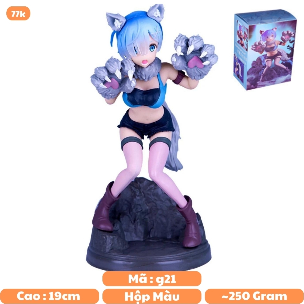 Mô Hình RE:ZERO Rem Cosplay Mèo - Cao 19cm - rộng 9cm - nặng 250gram - Figure RE:ZERO - Có Hộp màu - N1-K35-T3-S2