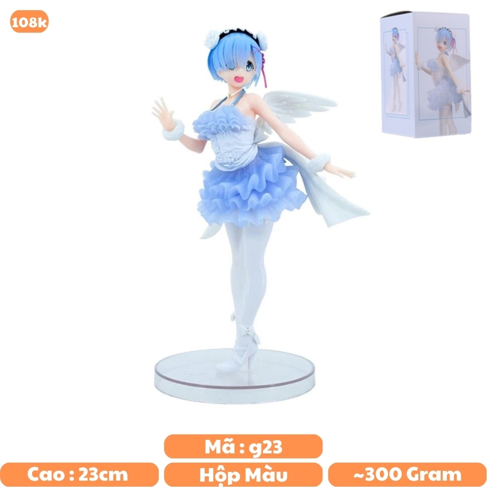 Mô Hình RE:ZERO Rem Thiên thần váy xanh - Cao 23cm - nặng 300Gram - Figure RE:ZERO - box nhựa - Có Hộp màu - N1-K33-T4-S2