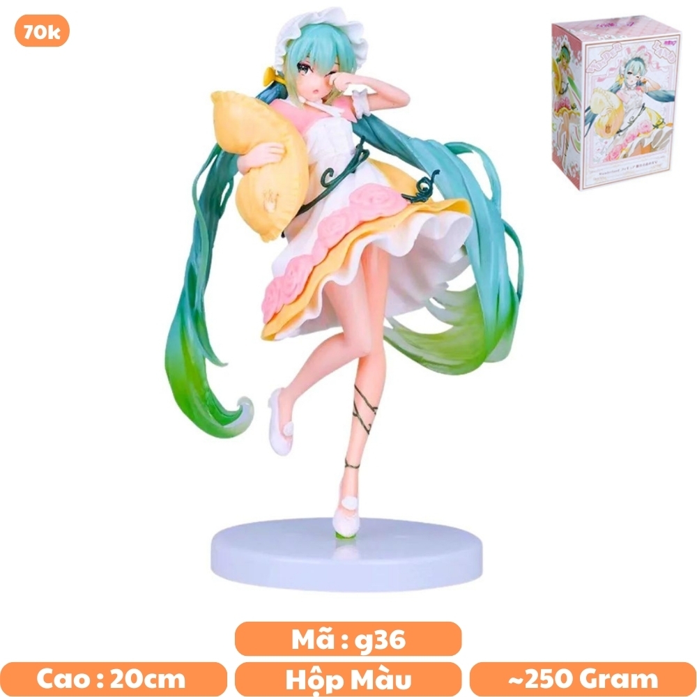 Mô Hình Hatsune Miku ôm gối - Cao 20cm - nặng 250gram - Figure Miku - Có Hộp màu - N1-K36-T1-S2