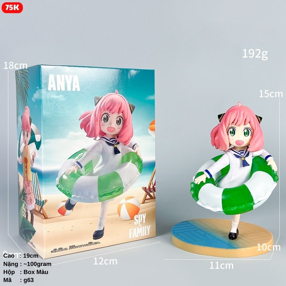 MÔ HÌNH ANYA FORGER - SPY X FAMILY - TANTEI-GOKKO Đeo Phao - Cao : 15cm - Nặng : 200gram - Hộp Màu - (VAT MH001)  - K19-T3-S8