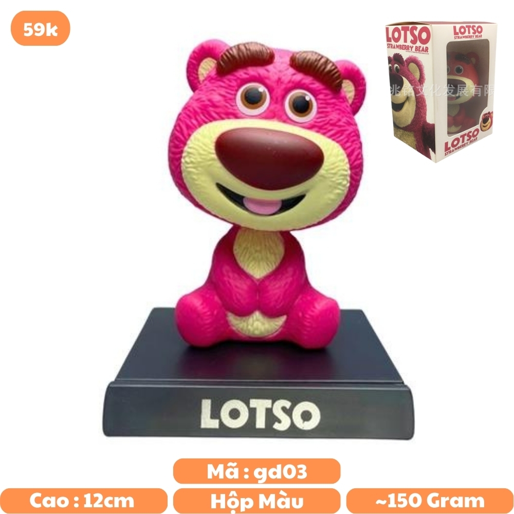 Mô Hình Gấu dâu lắc đầu - Cao 12cm - nặng 150gram - Phụ kiện : đế + miếng dán - FULL BOX : box màu - N3 - K28 - T4 - S4