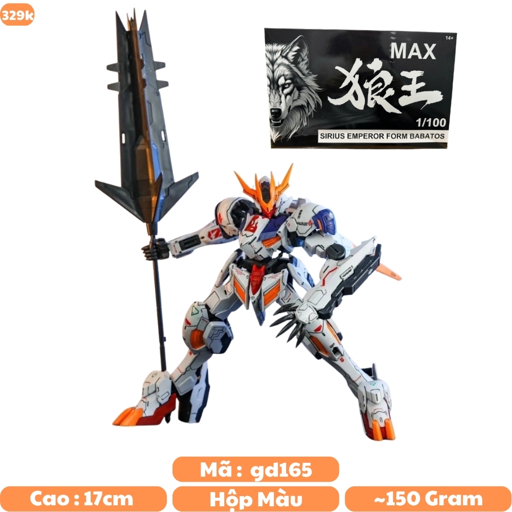 Hàng Cao Cấp - Mô hình Gundam HG 1/100 Max babatos trắng cam - Cao 17cm - nặng 150gram - Figure Gundam - Hộp Đen Sói - SKU : 5056827 K28-T4-S9