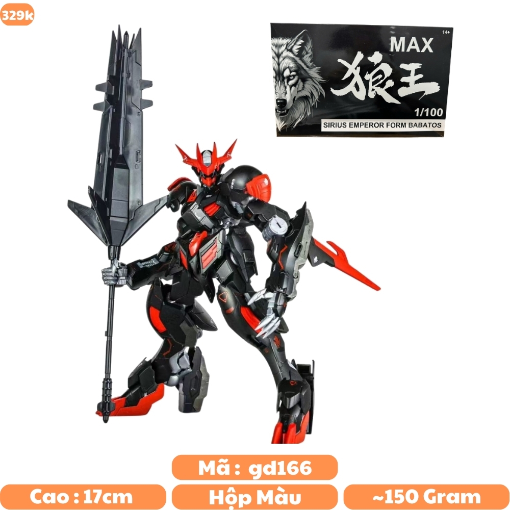 Hàng Cao Cấp - Mô hình Gundam HG 1/100 Max babatos đỏ đen Cao 17cm - nặng 150gram - Figure Gundam - Hộp Đen Sói - SKU : 5056827 K28-T3-S4