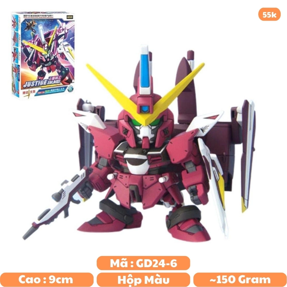 Đồ chơi trẻ em - Hộp đồ chơi lắp ghép Robot - GundamSD Gundam JUSTICE - Cao 9cm - nặng 100gram - Có hộp màu - Sku : 6613-5 - ( Vat : DC1 ) - K31-T4-S5
