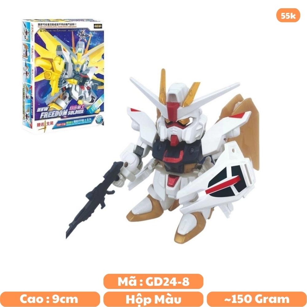 Đồ chơi trẻ em - Hộp đồ chơi lắp ghép Robot Gundam FREEDOM - Cao 9cm - nặng 100gram SKU : 6613-7- Figure Gundam - Có hộp màu -Sku : 6613-7 - ( Vat : DC1 )- K31-T4-S7