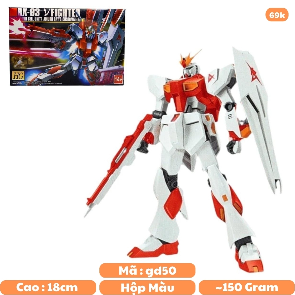 Đồ chơi trẻ em - Hộp đồ chơi lắp ghép Robot -  GundamXG Gundam RX-93 VFIGHTER Màu Đỏ - Cao 18cm - nặng 150gram  - Có hộp màu - SKU: 622B - (VAT: DC1) - K23-T4-S12