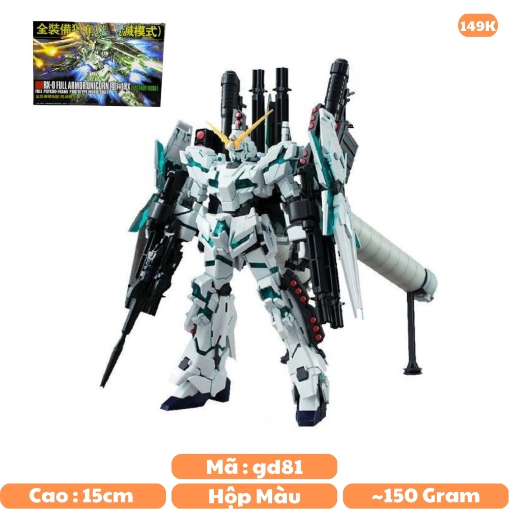 Mô Hình Gundam RX-0 FULL ARMOR UNICORN - Gundam HG 1:144 Cao 17cm - nặng 150gram - Figure Gundam - Có hộp màu SKU : 178 N1