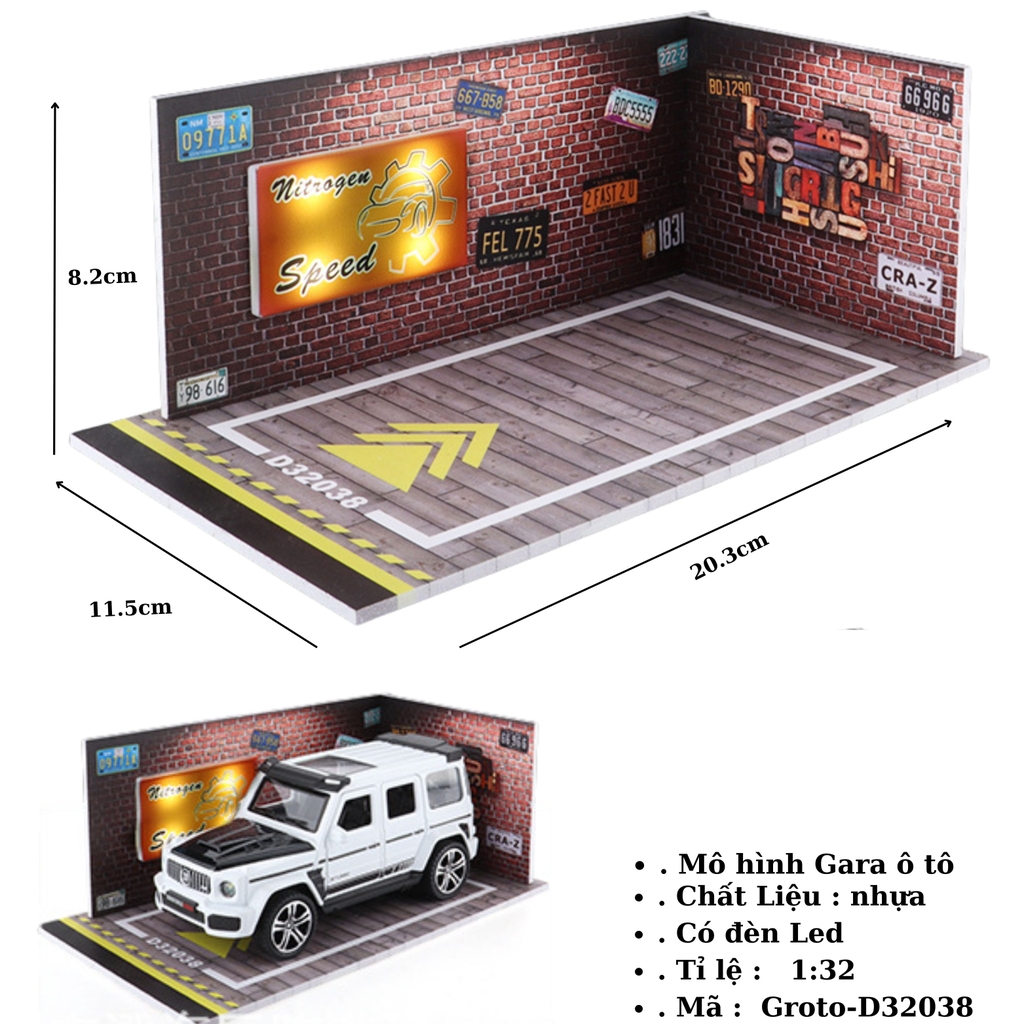 Gara oto có led tỉ lệ 1:24 - 1:32 SKU : Groto ( VAT : 003-10-30a ) - K142-T3-S3