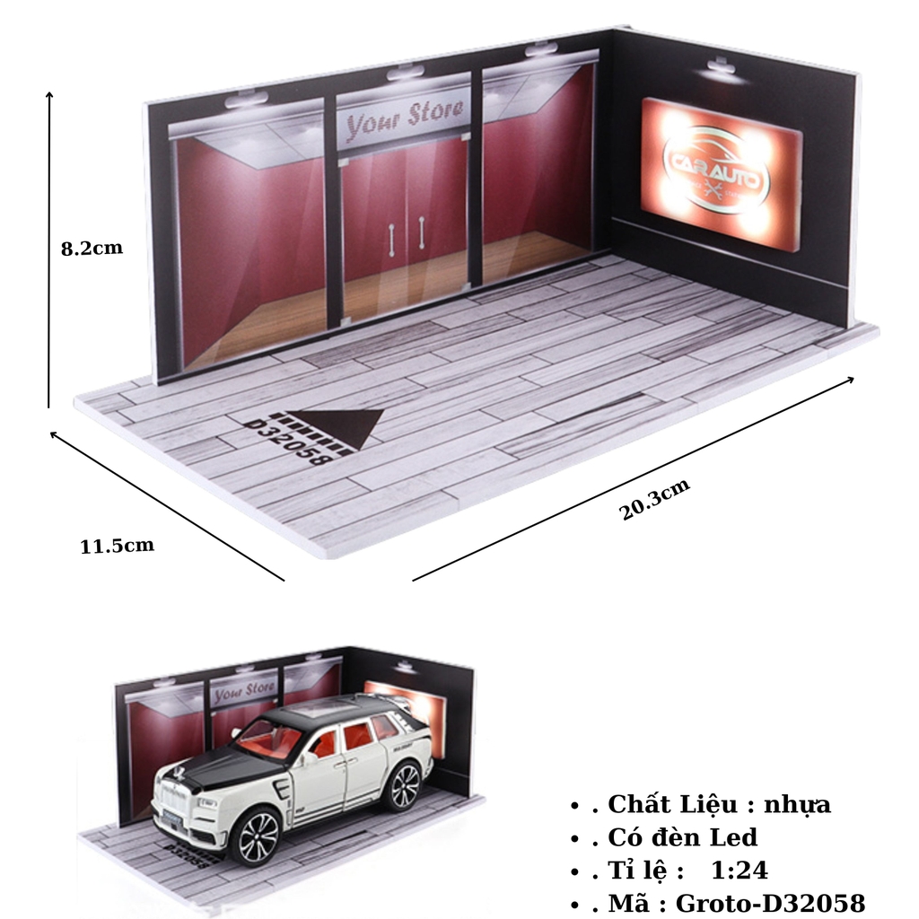 Gara oto có led tỉ lệ 1:24 - 1:32 SKU : Groto ( VAT : 003-10-30a ) - K142-T3-S3