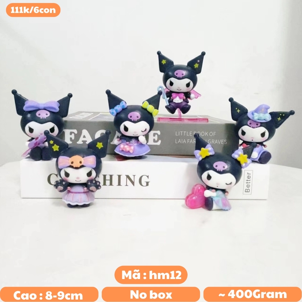 Mô hình kuromi Bộ 6 Melody Kuromi Bản đẹp - cao 8-9cm - Nặng 400gram - Bọc Túi Opp - No Box - N3-K37-T3-S2