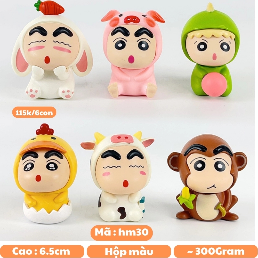 Mô Hình bộ 6 Shin bản B bộ 2 con giáp - Cao 6.5cm - nặng 300gram - Figure Cậu Bé Bút Chì - bọc túi OPP - Hộp Màu - Hm30 n3-k41-t2-s1