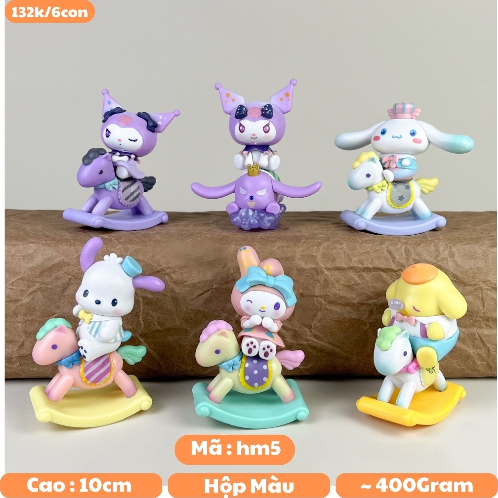 Mô hình kuromi Bộ 6 Melody Bản E Gemini Pudding Dog Cinnamon Dog Kuromi - cao 9.6cm - Nặng 400gram - Có Hộp Đẹp - n3-k41-t2-s3