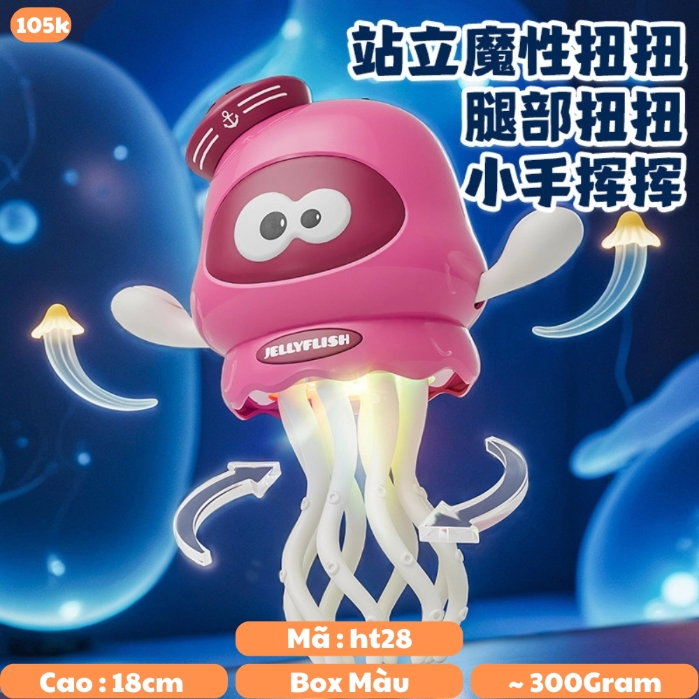 Đồ Chơi Trẻ Em mực to nhảy múa màu hồng chạy pin chân sạc tyce - Cao 18cm - Nặng 300gram - Hộp Màu - ht28 K75-T5-S11-S12