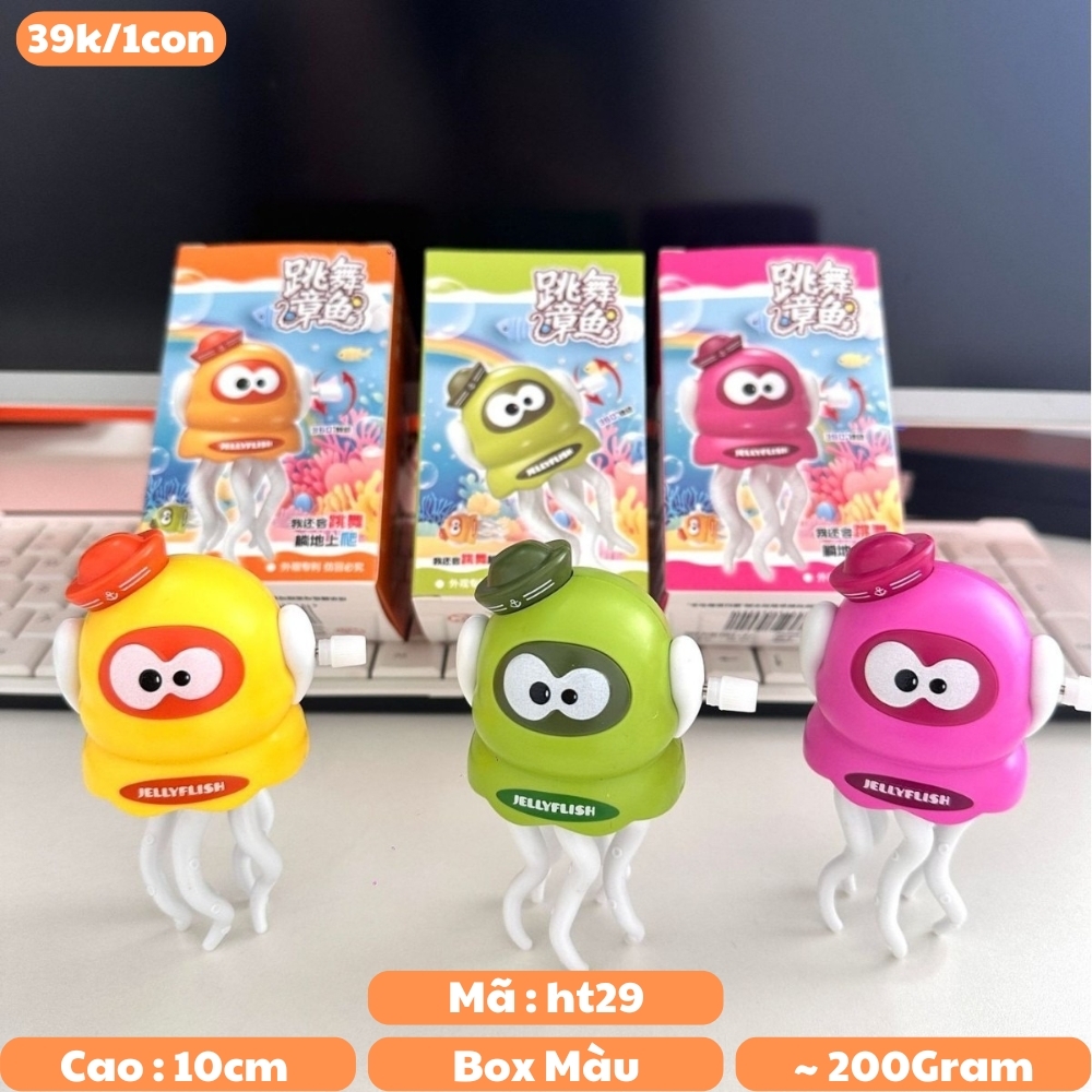 Đồ Chơi Trẻ Em mực nhỏ nhảy múa màu cam chạy cót - Cao 10cm - Nặng 200gram - Hộp Màu - ht29a K77-T4-S12