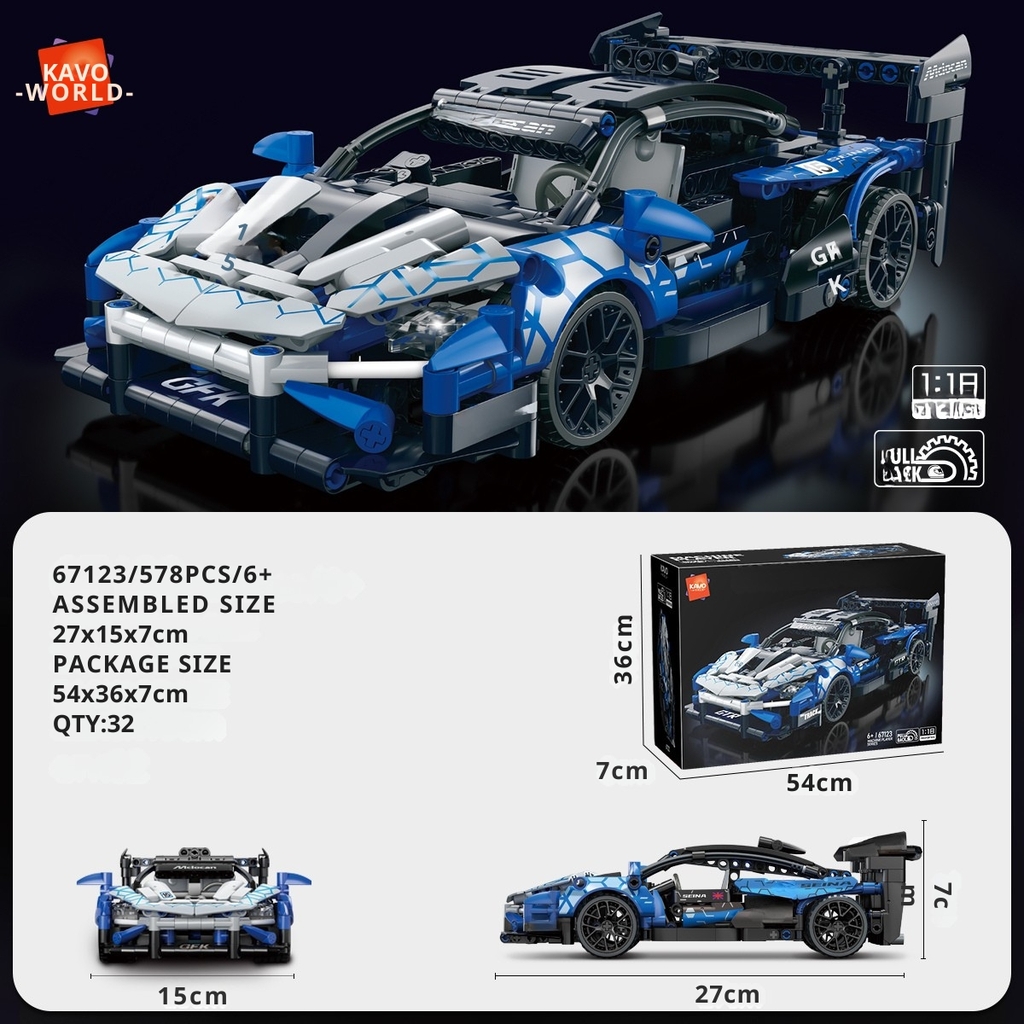 Lắp ghép xe ô tô McLaren Senna Blue tỷ lệ 1:18. 548pcs. Sku: LG-67123 ( VAT 001-07-100 ) K98-T4-S6,S7