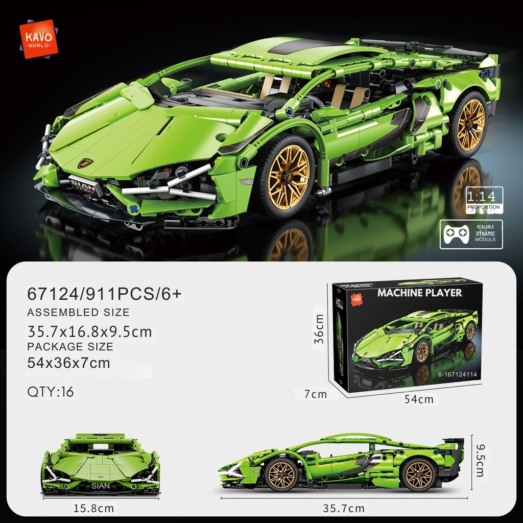 Lắp ghép xe ô tô Green Bull (static) tỷ lệ 1:14 . 1186 pcs. Sku: LG-67124 ( VAT 001-07-200 ) K130-T4-S9,S10