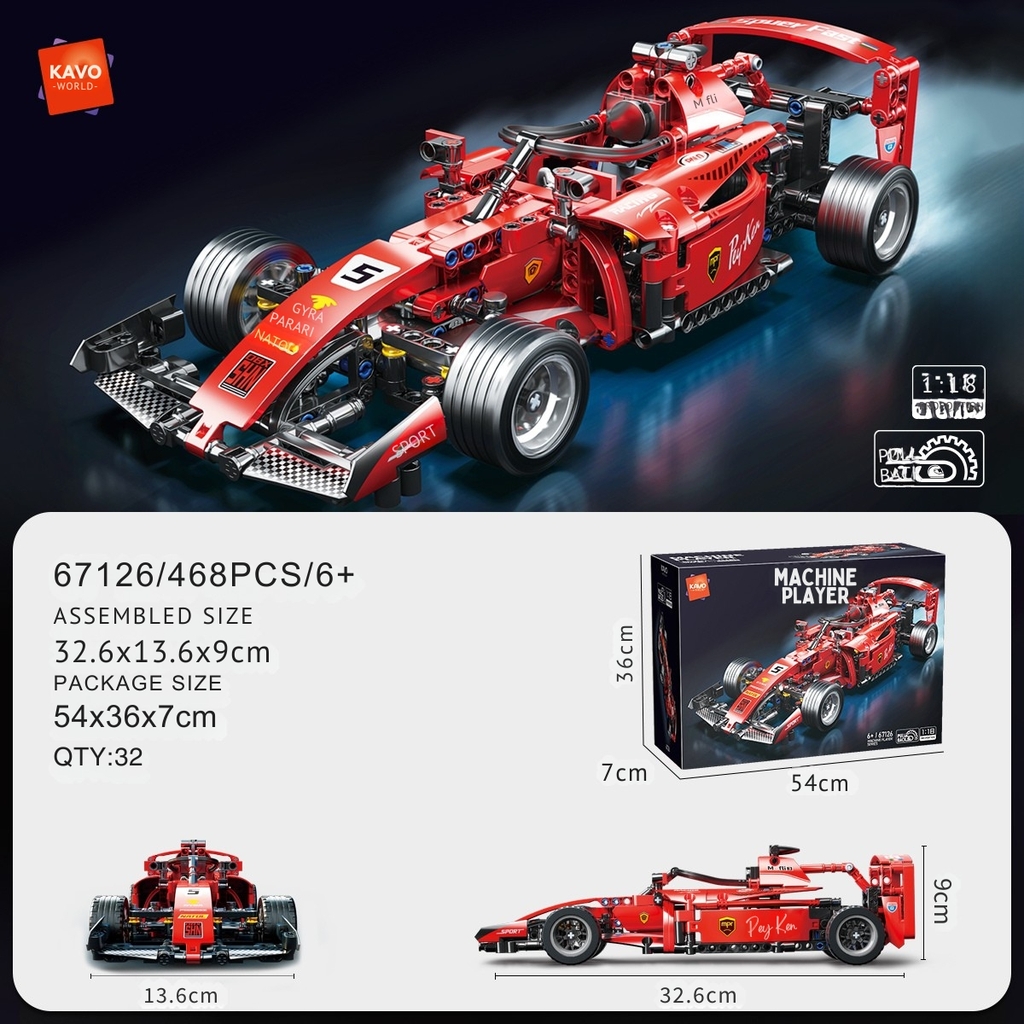 Lắp ghép xe ô tô Formula-1 (pull-back) tỷ lệ 1:18. 455pcs. Sku: LG-67126 ( VAT 001-07-100 ) K133-T4-S1,2