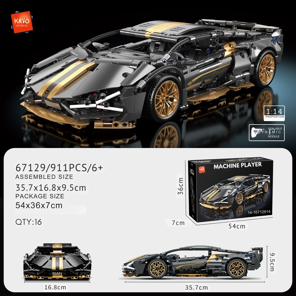 Lắp ghép xe ô tô Gold-plated Bull (static) tỷ lệ 1:14 . 1186 pcs. Sku: LG-67129 ( VAT 001-07-200 ) K133-T4-S3,4